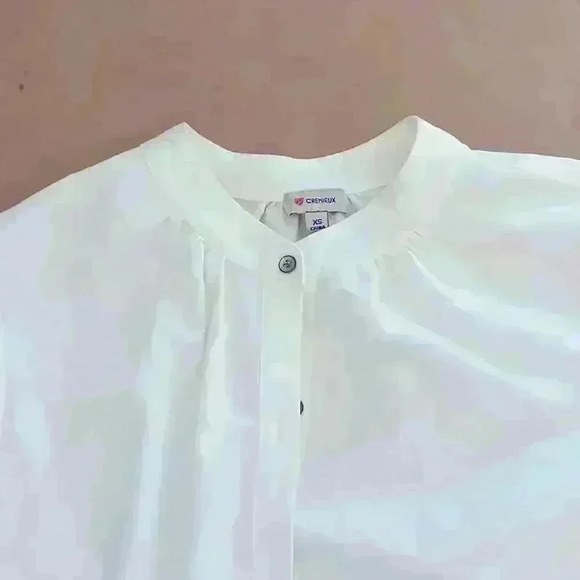 COPY - Cremieux No Collar White Button Down Shirt with ruffled sleeves Women XS - Picture 11 of 11